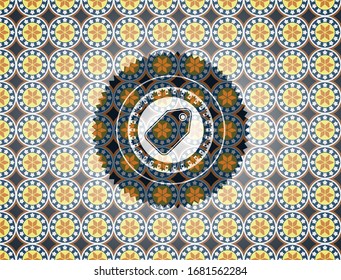 icono de etiqueta dentro de la placa de estilo árabe. Decoración árabe.