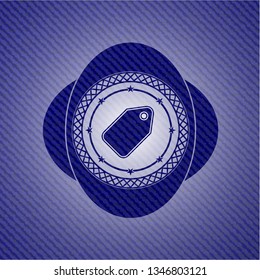 tag icon inside badge with jean texture