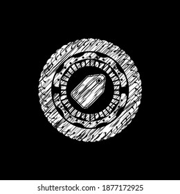 icono de etiqueta dentro del emblema de la tiza. 