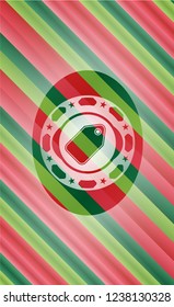 tag icon inside christmas colors style emblem.