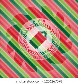 tag icon inside christmas emblem background.
