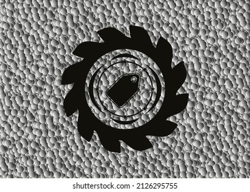 icono de etiqueta dentro de la placa oscura con fondo de burbujas. Ilustración vectorial. Detallado. 