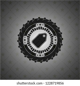 tag icon inside dark emblem. Retro