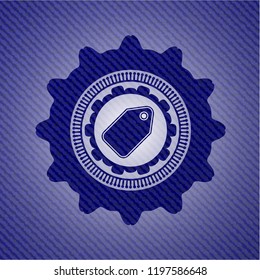 tag icon inside emblem with jean texture