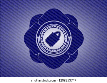 tag icon inside emblem with jean texture