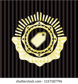 tag icon inside gold emblem or badge