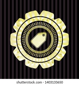 tag icon inside gold emblem