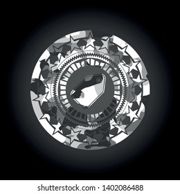 tag icon inside grey camo texture