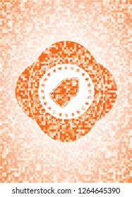 tag icon inside orange mosaic emblem