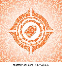 tag icon inside orange mosaic emblem with background