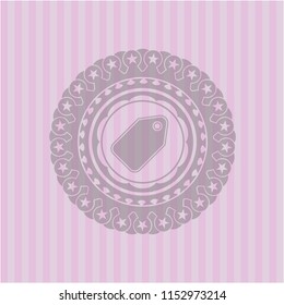 tag icon inside pink emblem. Retro
