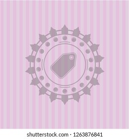 tag icon inside pink emblem. Retro