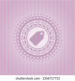 tag icon inside pink emblem. Vintage.