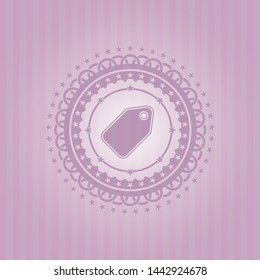 tag icon inside pink emblem. Retro