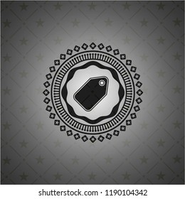 tag icon inside realistic dark emblem