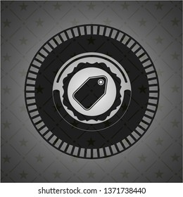 tag icon inside realistic dark emblem