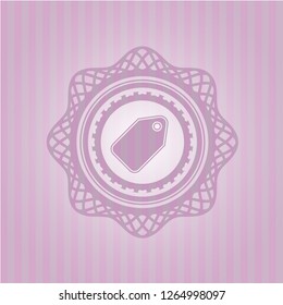 tag icon inside realistic pink emblem