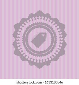 tag icon inside realistic pink emblem