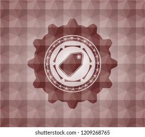 tag icon inside red badge with geometric pattern. Seamless.