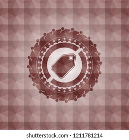 tag icon inside red badge with geometric pattern. Seamless.