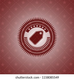 tag icon inside red emblem. Retro