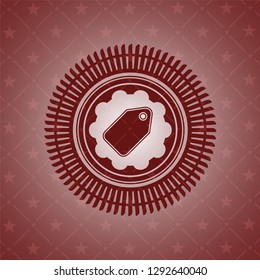 tag icon inside red emblem. Retro