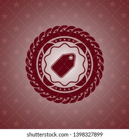 tag icon inside red emblem. Vintage.