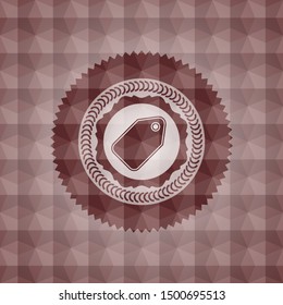 tag icon inside red emblem or badge with geometric pattern background. Seamless.
