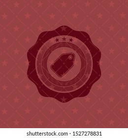 tag icon inside red emblem. Retro