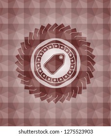tag icon inside red geometric badge. Seamless.