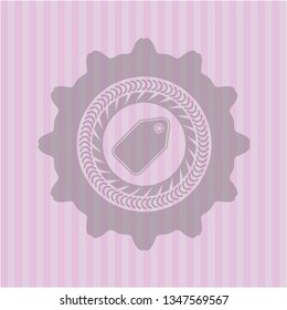 tag icon inside retro pink emblem