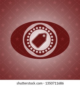 tag icon inside retro red emblem