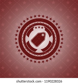 tag icon inside retro style red emblem