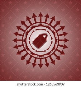 tag icon inside retro style red emblem