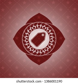 tag icon inside retro style red emblem