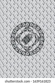 tag icon inside silver color badge. Scales pattern. Vector Illustration. Detailed.