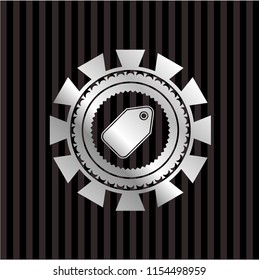 tag icon inside silver emblem or badge
