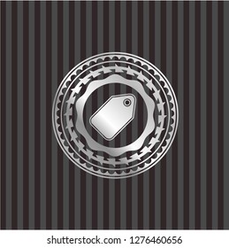 tag icon inside silver emblem or badge
