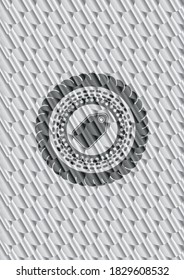 tag icon inside silver emblem. Scales pattern. Vector Illustration. Detailed. 
