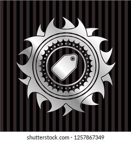 tag icon inside silver shiny emblem