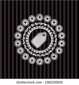 tag icon inside silver shiny badge