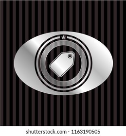 tag icon inside silvery emblem