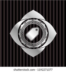 tag icon inside silvery emblem or badge