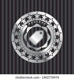 tag icon inside silvery emblem or badge