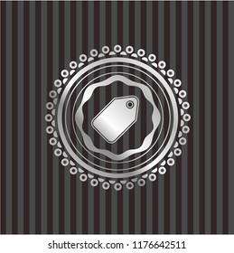 tag icon inside silvery shiny badge