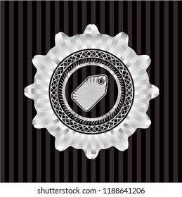 tag icon inside silvery shiny emblem