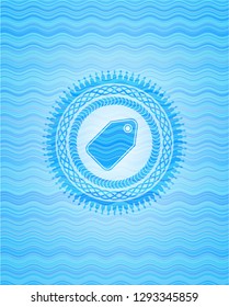 tag icon inside water emblem background.