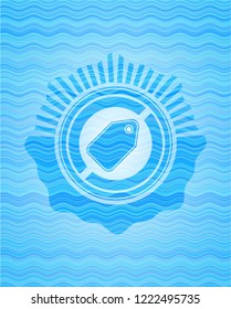 tag icon inside water wave representation badge.