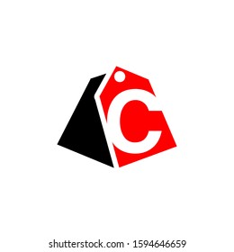 Tag Icon, Tag icon with letter C vector, in trendy flat style isolated on white background. Tag icon image, Tag icon illustration