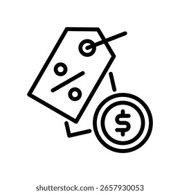 Ilustración vectorial de línea de icono de etiqueta